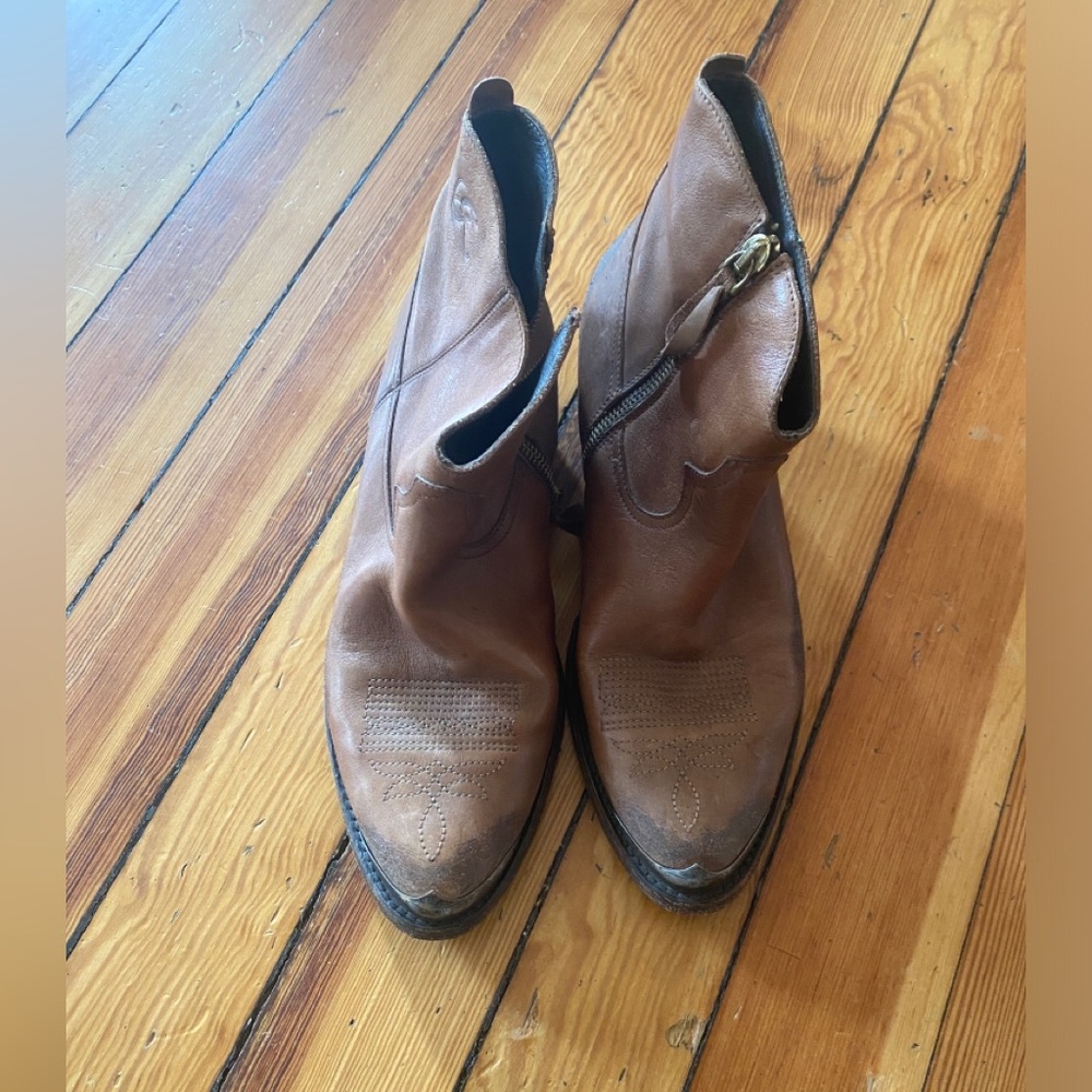 Golden Goose distressed brown leather cowboy western booties - Picture 3 of 10
